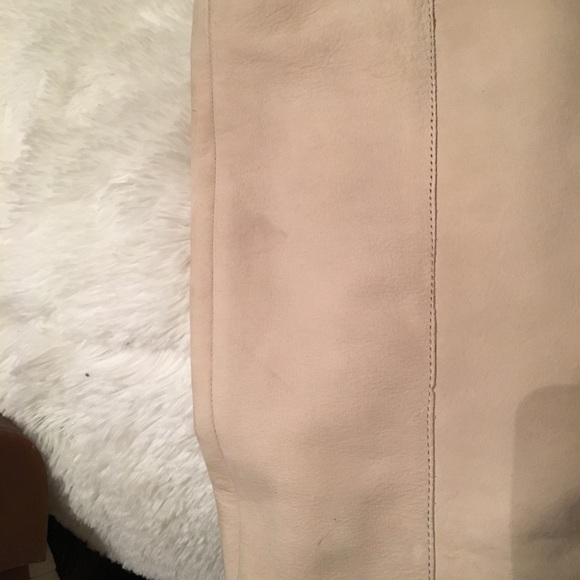 Leather cream over the knee boots with fringe - Picture 4 of 5